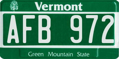 VT license plate AFB972
