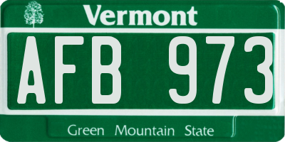 VT license plate AFB973