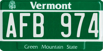 VT license plate AFB974