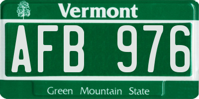 VT license plate AFB976