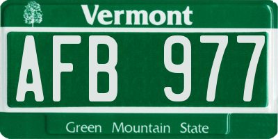 VT license plate AFB977