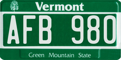 VT license plate AFB980