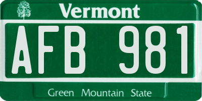 VT license plate AFB981