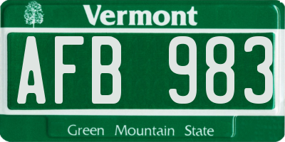 VT license plate AFB983