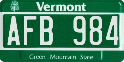 VT license plate AFB984