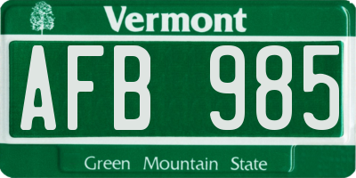 VT license plate AFB985