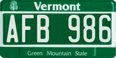 VT license plate AFB986