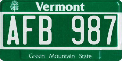 VT license plate AFB987