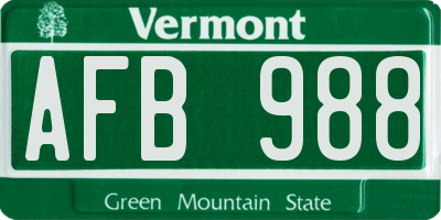 VT license plate AFB988