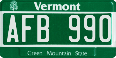 VT license plate AFB990