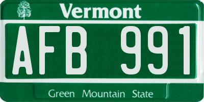 VT license plate AFB991