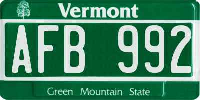 VT license plate AFB992
