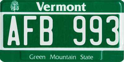 VT license plate AFB993