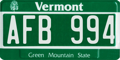 VT license plate AFB994