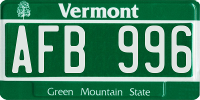 VT license plate AFB996