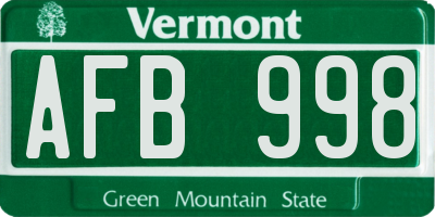 VT license plate AFB998