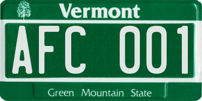 VT license plate AFC001