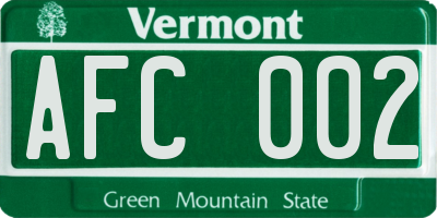 VT license plate AFC002