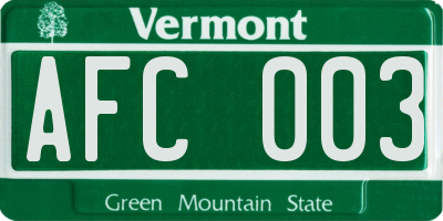 VT license plate AFC003