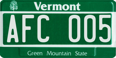 VT license plate AFC005