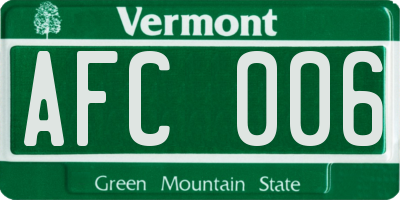 VT license plate AFC006