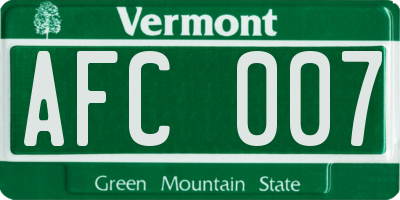 VT license plate AFC007