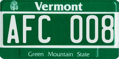 VT license plate AFC008