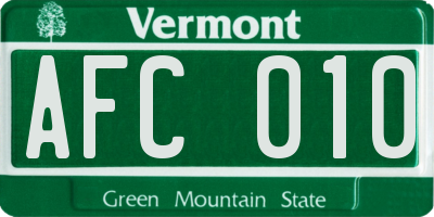 VT license plate AFC010