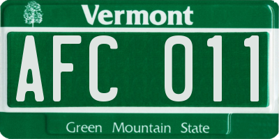 VT license plate AFC011