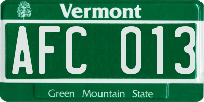 VT license plate AFC013