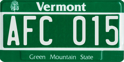 VT license plate AFC015