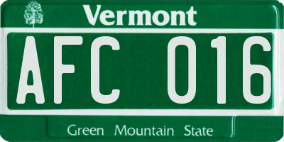 VT license plate AFC016