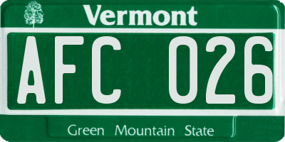 VT license plate AFC026