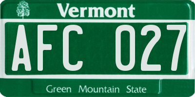 VT license plate AFC027