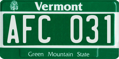VT license plate AFC031