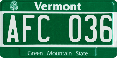 VT license plate AFC036