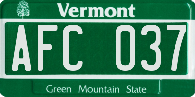 VT license plate AFC037