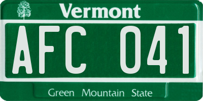 VT license plate AFC041