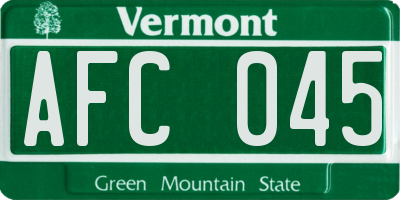 VT license plate AFC045