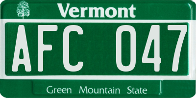 VT license plate AFC047
