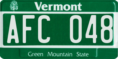 VT license plate AFC048