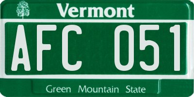 VT license plate AFC051