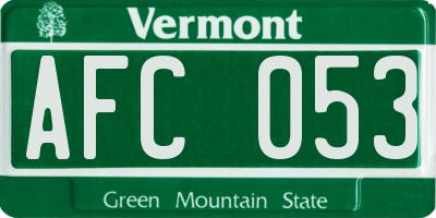 VT license plate AFC053