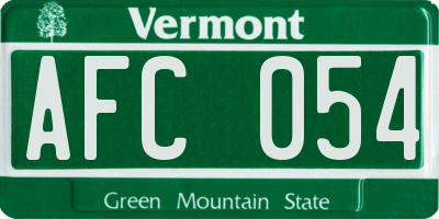 VT license plate AFC054