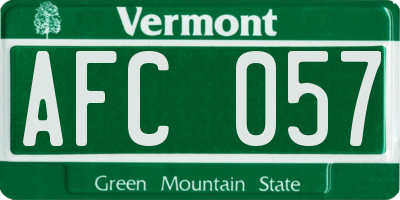VT license plate AFC057