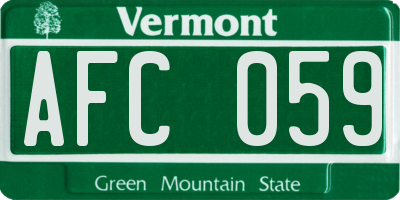 VT license plate AFC059