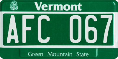 VT license plate AFC067
