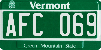 VT license plate AFC069
