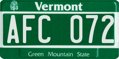 VT license plate AFC072