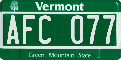 VT license plate AFC077
